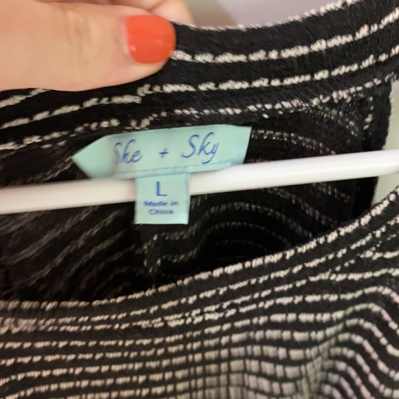 She + Sky | Cold Shoulder Striped Sweater - Picture 3 of 4